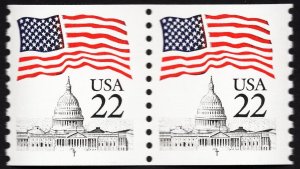 US 2115c/e MNH VF 22 Cent Flag Over Capitol Pair T Inscibed Tagging  Omitted
