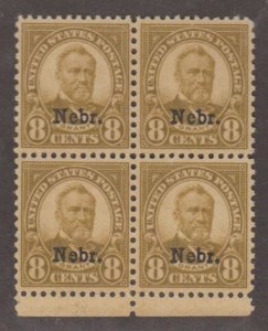 U.S. Scott #677 Grant - Nebraska Overprint Stamp - Mint Block of 4