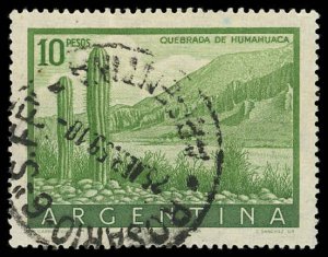 ARGENTINA Sc 640 VF/USED - 1955 10p -  Cliffs of Humahuaca
