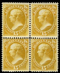 USA #O7 VF/XF to F/VF OG NH/LH, Block, top stamps are super well centered, bo...