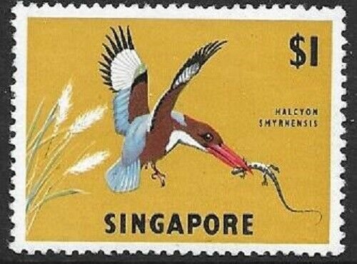 1962 SINGAPORE -  SG:75 -  BIRDS - KINGFISHER  - MOUNTED MINT