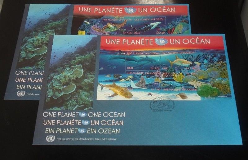 U.N. 2010, GENEVA,1 PLANET 1 OCEAN, SHEET/4 ON OVER SIZED COVER,FDC NICE! LQQK!