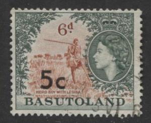 Basutoland -Scott 66-Surcharge New Value-1961-Used -Single 5c on a 6d