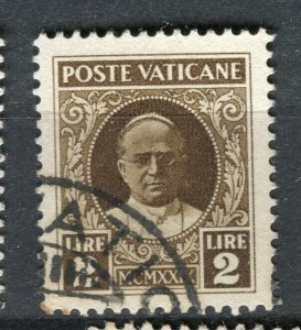 VATICAN; 1929 early Pope Pius XI issue fine used hinged 2L. value