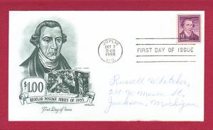 1955 $1.00 Patrick Henry #1052a, FDC, Artmaster