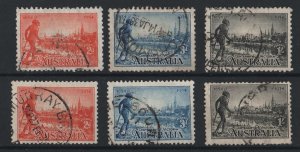 Australia 1934 Victoria Centenary sets (both perfs) fine used sg147-9a cat £13