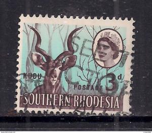 Southern Rhodesia 1964 3d Brown & Pale Blue used stamp SG 95.( F441 )