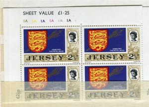 BRITAIN JERSEY; 1970s early QEII Pictorial issue MINT MNH 2.5p. CORNER BLOCK 4