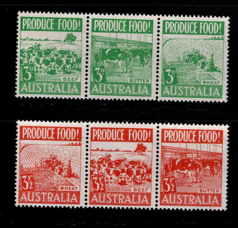 Australia Scott 255a, 252a MNH** Farm aminal strip set