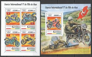 HM0004 2018 GUINEA MOTORCYCLES ISLE OF MAN TT RACE TRANSPORT #12870-3+BL2870 MNH