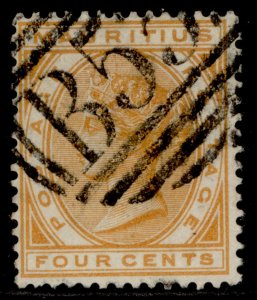 MAURITIUS QV SG104, 4c orange, FINE USED.