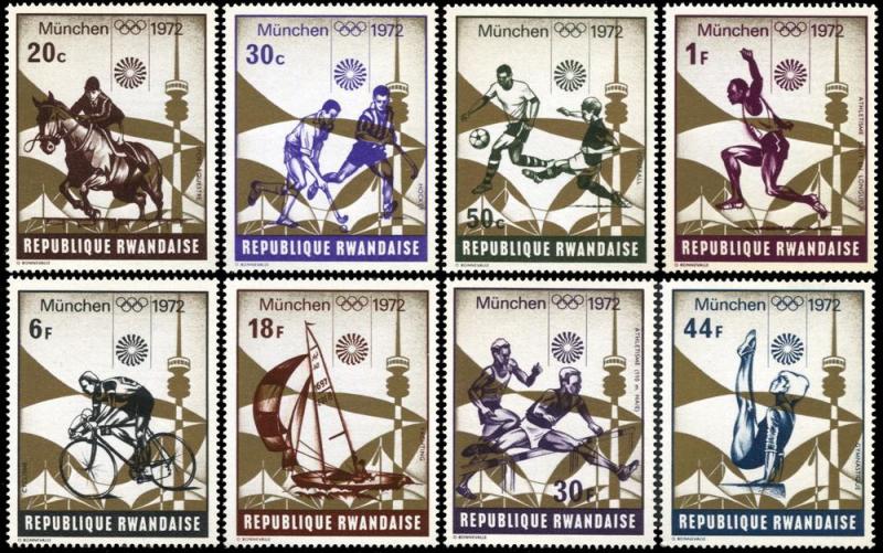 Rwanda 478-485,MNH, Munich Summer Olympic Games