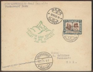 Liechtenstein 1933 Graf Zeppelin Swiss Flight Mi321Ia Sc107 Flown Airmail 105868