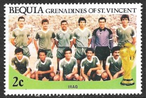 ST VINCENT BEQUIA 1986 2c IRAQ Team World Cup Mexico Soccer Sc 219 MNH