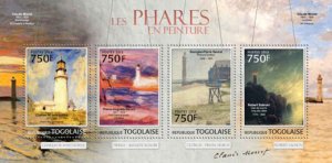 Togo - Lighthouse Paintings on Stamps - 4 Stamp  Sheet - 20H-485
