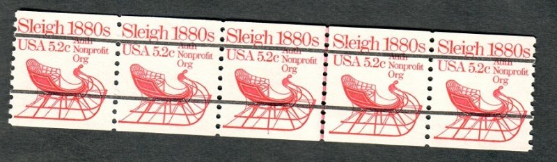 #1900a Sleigh #1 MNH plate number coil PNC5 