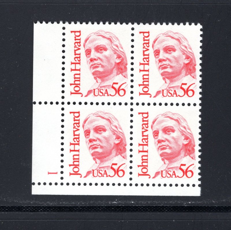 US #2190,  Plate#Block,VF,MNH,Great Americans, J Harvard, CV $5.25 ..... 6785639