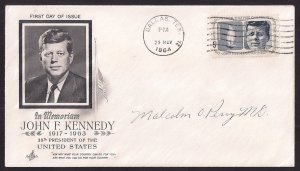 JFK #1246 FDC unofficial Dallas SIGNED MALCOLM PERRY MD treated Kennedy & Oswald