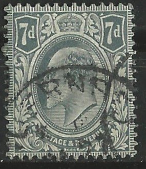 Great Britain # 145  Edward VII   7d. Grey  1910   (1) VF Used