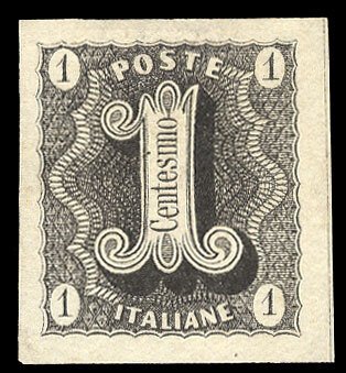 Italy, 1888 1c black, die essay in black, rare