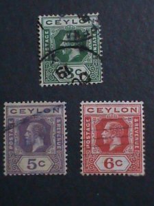 ​CEYLON- 1912 SC#202-03-04 OVER 110 YEARS OLD-KING EDWARD VII-USED-STAMPS VF