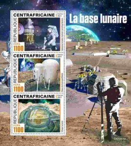 Central Africa - 2021 Moonbase Spacecraft - 3 Stamp Sheet - CA210616a