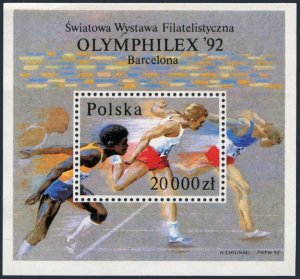 Poland 3099,MNH.Michel 3392 Bl.118. Olympics Barcelona-1992.Runners.