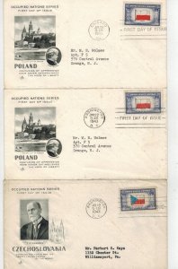 1943 WW2 Patriotic OVERRUN COUNTRIES CMPLETE SET 14 ARTCRAFT Both Poland Cancels