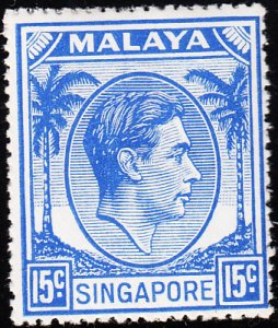 Singapore 1948-52 MH Sc #11a 15c George VI Perf 18