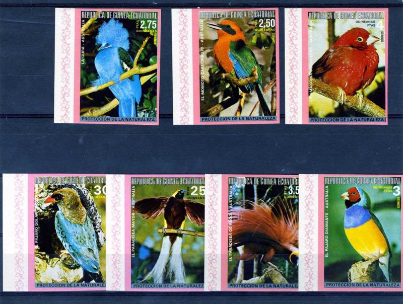 Equatorial Guinea 1978 EXOTIC BIRDS (7v) Imperforated Mint (NH)