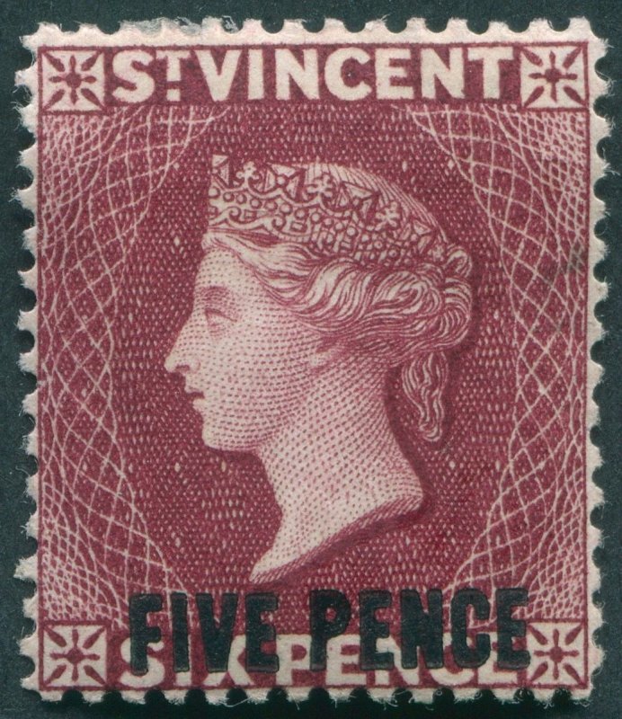 St Vincent 1893 5d on 6d deep lake SG60a unused