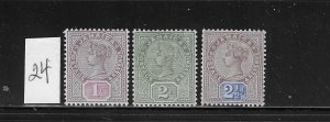 JAMAICA SCOTT #24-26 1889-91 - WMK 2- MINT LIGHT HINGED