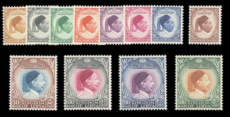 Libya #135-146 Cat$144, 1952 King Idris, complete set, never hinged