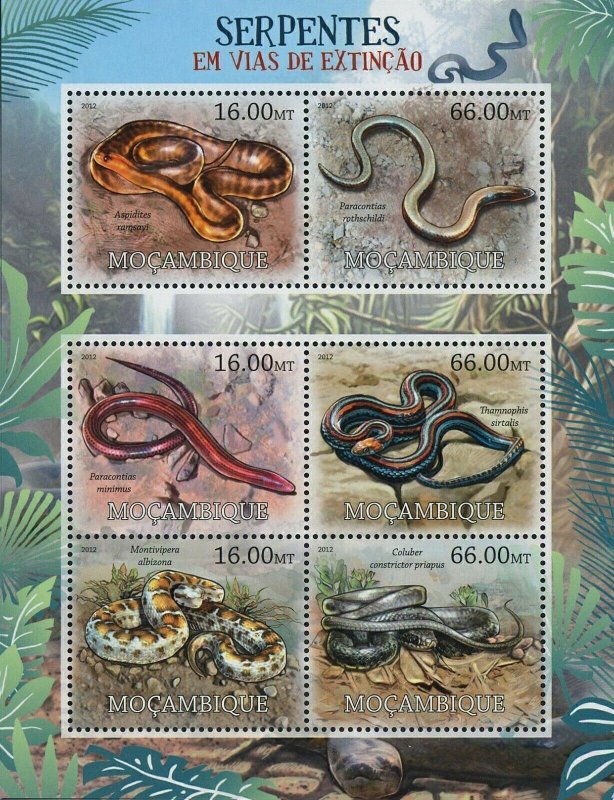 Snakes Stamp Aspidites Ramsayi Coluber Constrictor Priapus S/S MNH #5754-5765