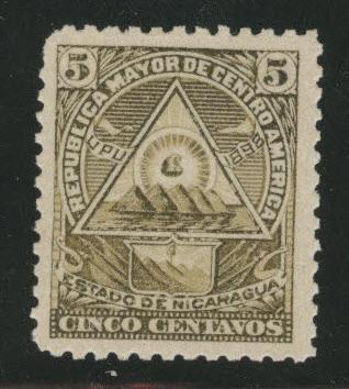 Nicaragua Scott 109E MH* 1898 5c stamp no wmk CV$25