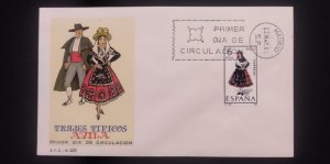 C) 1967, SPAIN, FDC, TYPICAL COSTUMES OF ÁVILA, XF