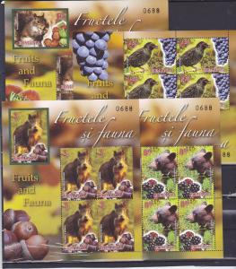 Romania 2014 STAMPS Animals bear squirrel boar fruits eat special sheets nature