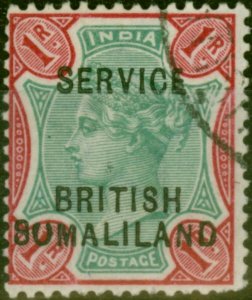 Somaliland 1903 1R Green & Aniline Carmine SG09fc 'Sumaliland' Good Used Scarce