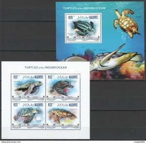 2013 Maldives Fauna Marine Life Turtles Of The Indian Ocean Kb+Bl ** Ml624