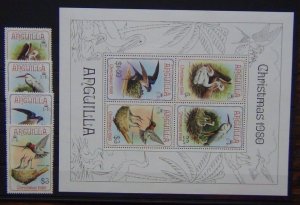 Anguilla 1980 Christmas Birds set & Miniature Sheet MNH