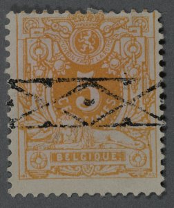 Belgium #42a Used VG Perf 14 Roller Cancel Bright Red Orange HRM