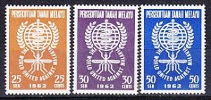 Malaya 1962 Sc 102-4 Anti-malaria MNH