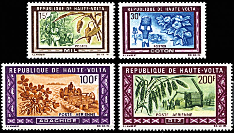 Upper Volta 202-203,C73-C74, MNH, Agricultural Products,Rice,Millet,Cotton