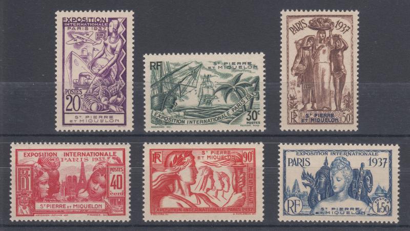 St. Pierre & Miquelon Sc 165-170 MNH. 1937 Paris International Exhibition, VF