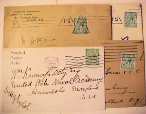 GREAT BRITAIN 1/2D CIRCULAR RATE TO FOREIGN INCLUDES US 1927