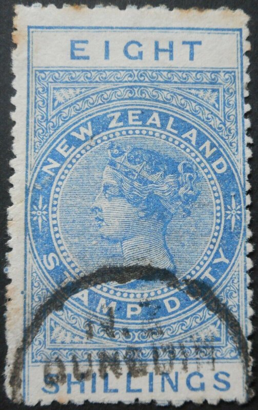 New Zealand 1913 Eight Shillings p14 SG F106 used