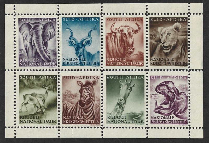 South Africa Mint NH Souvenir Animal Labels Sheet Kruger National Park