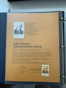 USPS Souvenir Page Scott 1941, 1981 john Hanson stamps