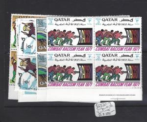 QATAR (P1906BB) COMBATTING RACISM SG 370-9 BRADBURY WILKINSON BL OF 4    MNH