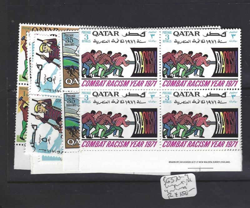 QATAR (P1906BB) COMBATTING RACISM SG 370-9 BRADBURY WILKINSON BL OF 4    MNH